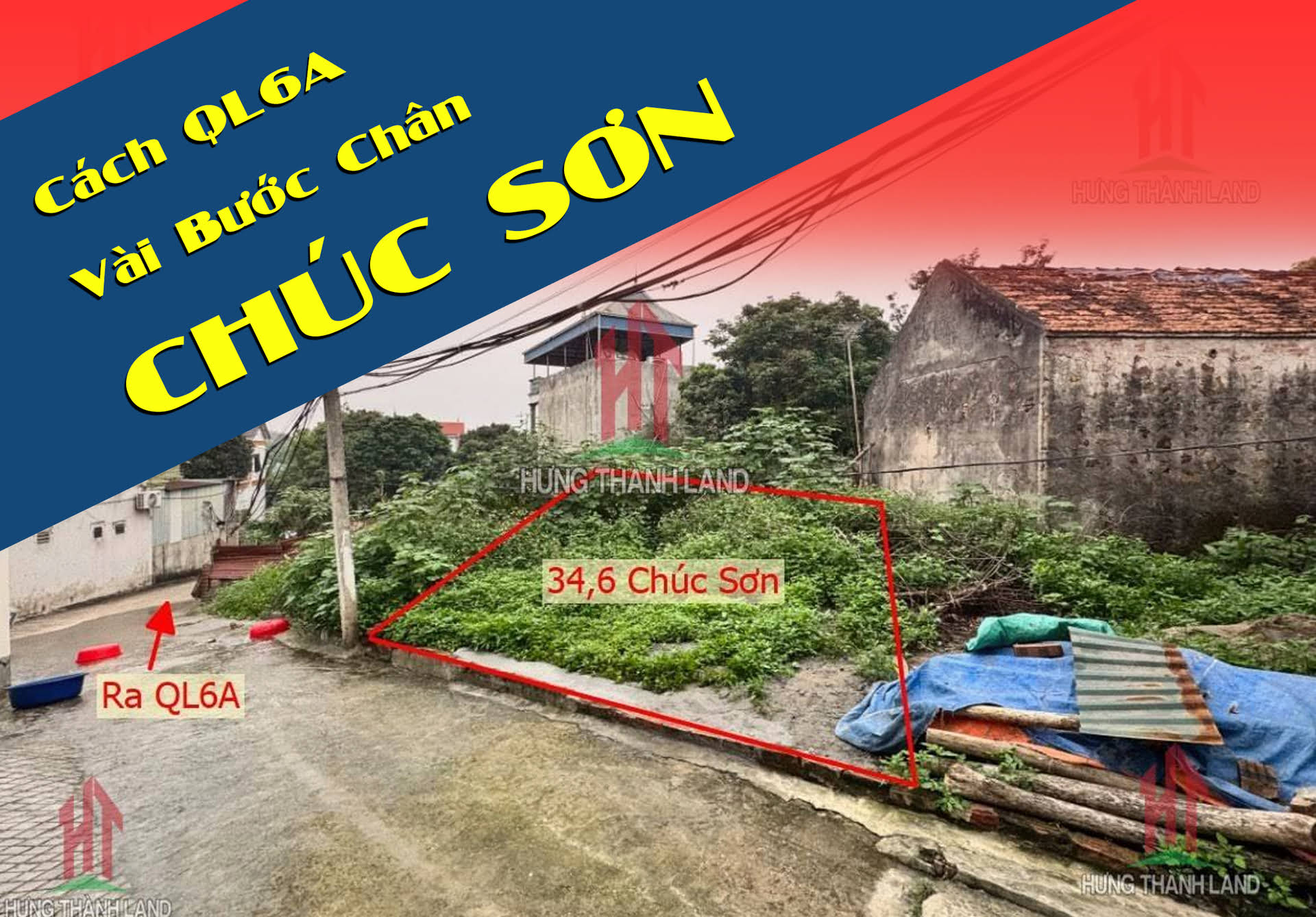 Bán Đất Thị Trấn Chúc Sơn Sát Trục Chính Kinh Doanh Cách QL6A Vài Bước Chân